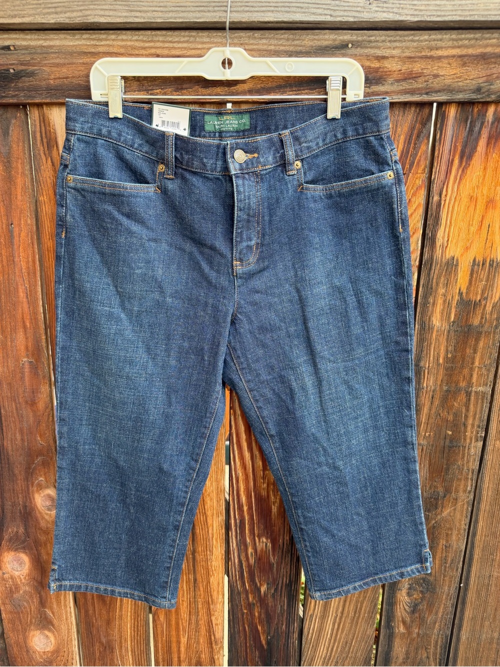 NWT LRL Ralph Lauren Classic Midcalf Denim Capri Jeans Petite 12P